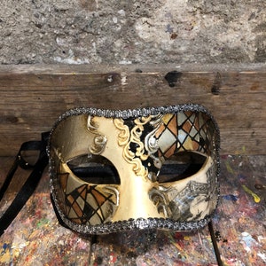 Venetian carnival eye mask - Carnival mask made and decorated in Venice - Mask for carnival parties