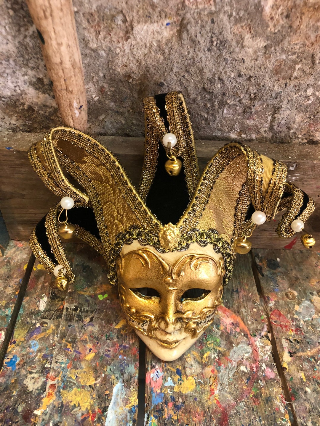 Golden Jester Mask Created and Decorated by Hand Etsy