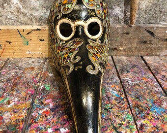 Maschera In Vera Pelle Plague Doctor - Edizione Cocktail - Artigianale Unisex