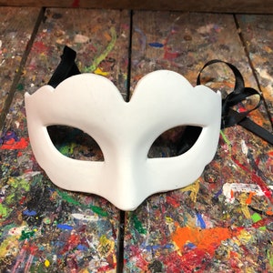 Venetian carnival mask - White Colombina mask for painting. Mask for children.