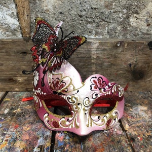 Maschera di Carnevale in stile veneziano da farfalla adulta azzurra