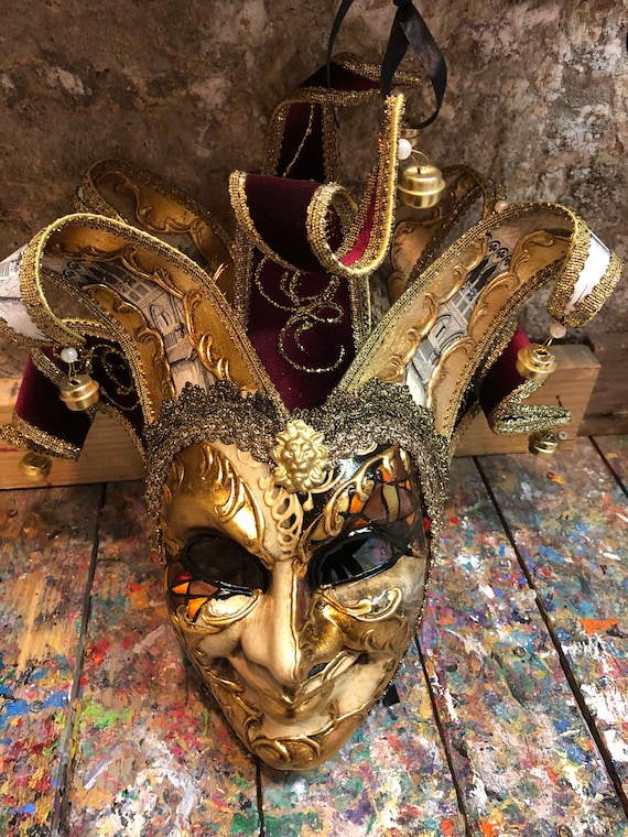 Maschera jolly di carnevale Maschera veneziana da giullare, fatta