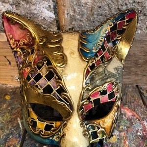 Original Venetian Cat Mask - Cat Mask - Handmade Papier Mache Mask