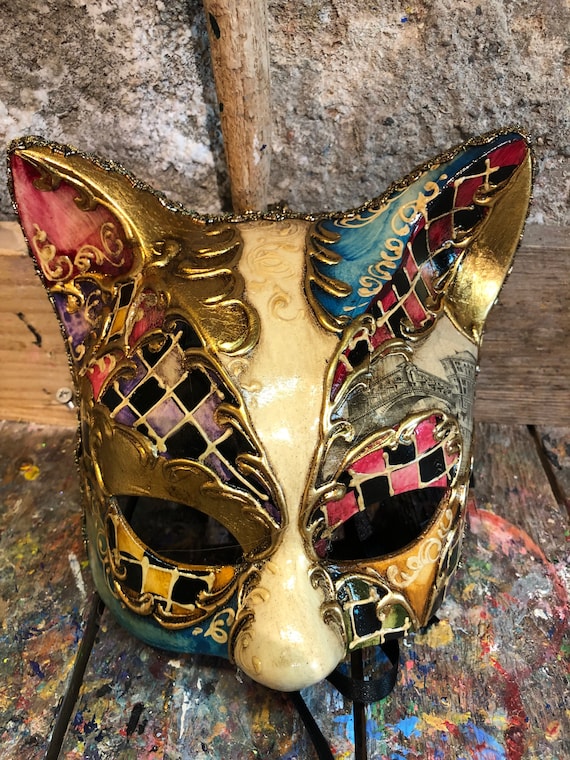 Collage cat mask! 12枚パック 猫用マスク 絵画 子供用 DIY 猫マスク ブランクマスク 子供用 男の子 女の子 ハロウィン パーティー 記念品 秋