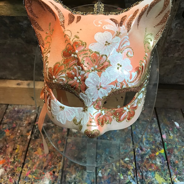 Masque de chat pour dames - Masque vénitien peint à la main - Masque de fête de carnaval