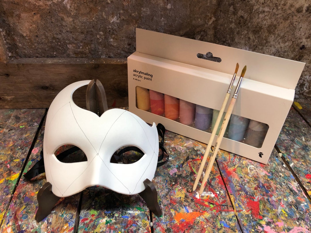 Carnival Eye Mask to Paint Mask With Color Set and Brushes — free download