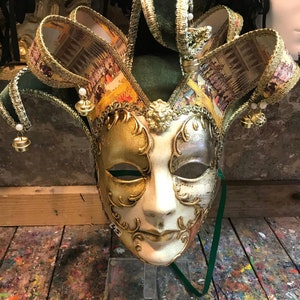Original Venetian Mask Hand Decorated - Carnival Mask for Parties - Jester Mask
