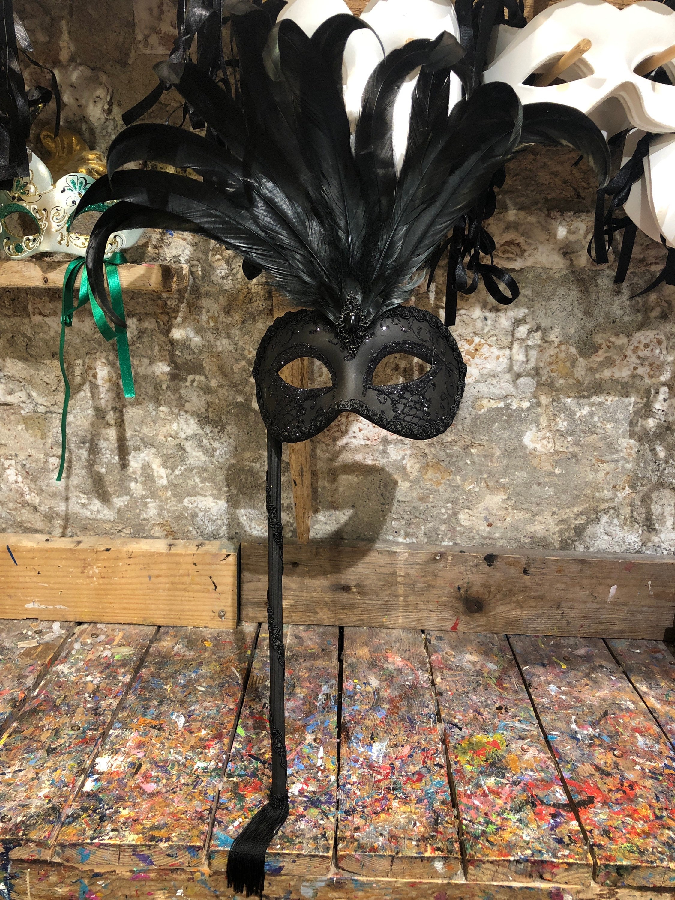 Antifaz Máscara Veneciana para Carnaval Color Negro