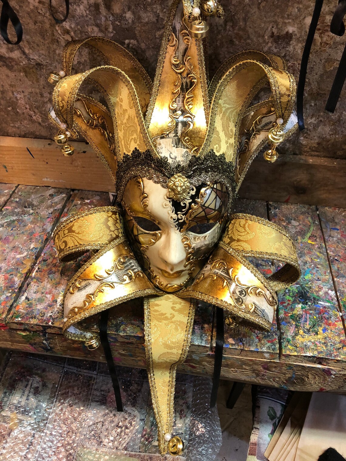 Golden Jester Mask Jolly Mask Jester Mask Created Etsy Singapore