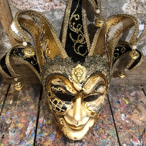 Venetian Jester Mask - Handmade Mask - Ornament Mask - Not Wearable