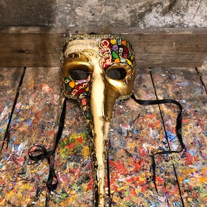 Venezianische Zanni-Maske - Handdekorierte Karnevalsmaske - Augenmaske für Karnevalspartys