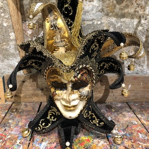 Venetian Joker Mask - Handmade Jester Mask - Mask for ornamentation and decoration - Not wearable