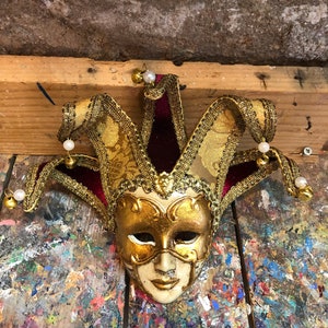 Venetian Joker Mask - Venetian Jester Mask - Carnival and Christmas Decoration - Not Wearable