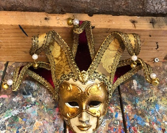 Venetian Joker Mask - Venetian Jester Mask - Carnival and Christmas Decoration - Not Wearable