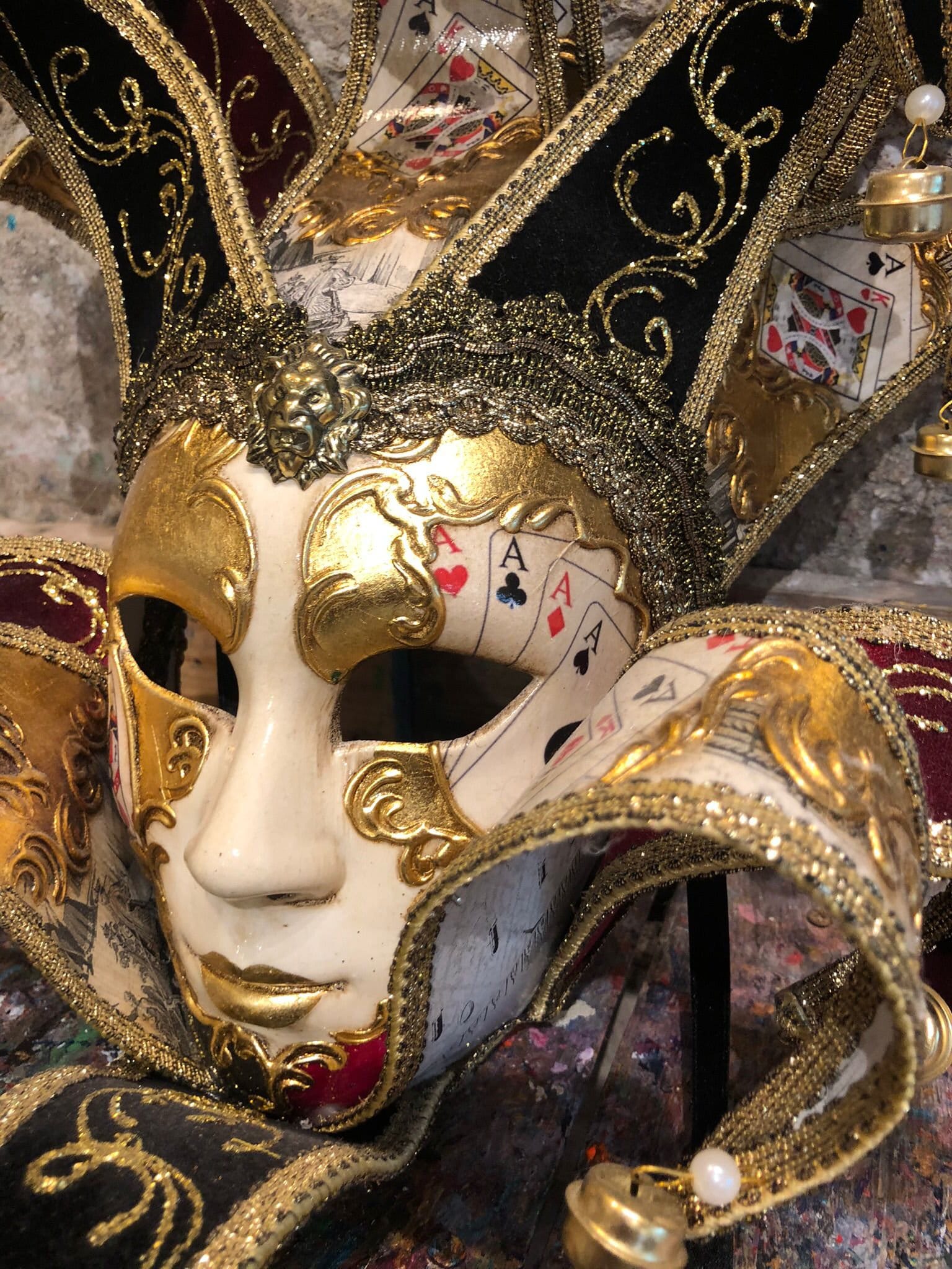 Elegant Jester Mask With Baroque Decorations - Hand Painted Joker Mask ...