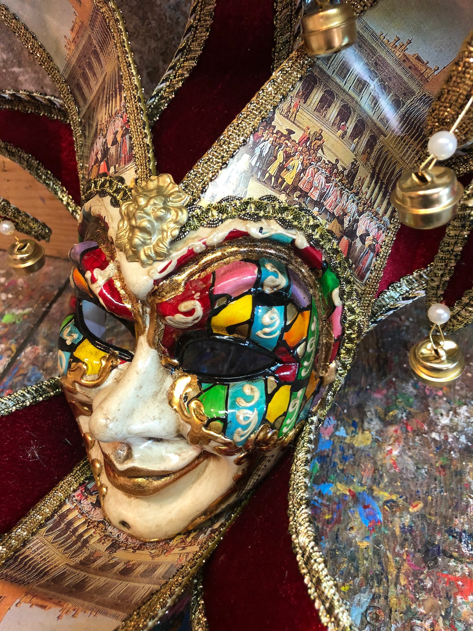 Jester Mask Decorated With Designs Etsy