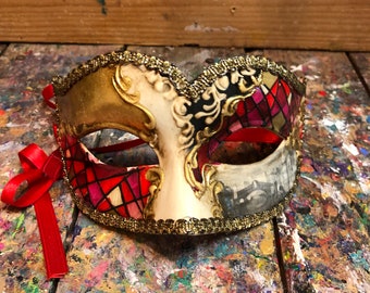 Maschera di carnevale veneziana, disegnata e dipinta a mano - Eye mask veneziana per feste - Elegante eye mask di carnevale
