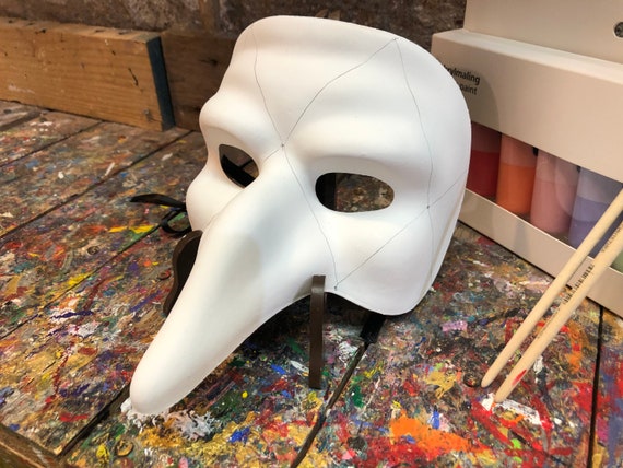 Maschera Veneziana da dipingere a mano Maschera bianca con set di