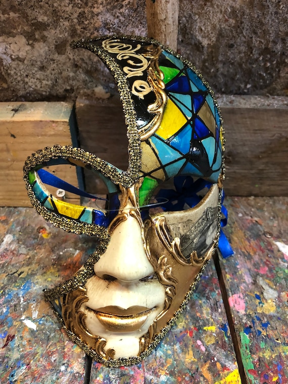 Maschera di carnevale a forma di Luna Maschera veneziana elegantemente  decorata a mano Maschera per feste di carnevale -  Italia