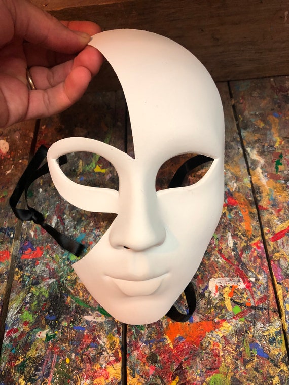 Masque vénitien blanc à peindre Masque de carnaval fait main -  France