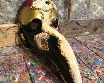 Plague doctor mask decorated poker card - Plague doctor venetian mask