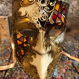 Venetian Casanova Mask - Casanova Carnival Mask, Hand Made and Decorated