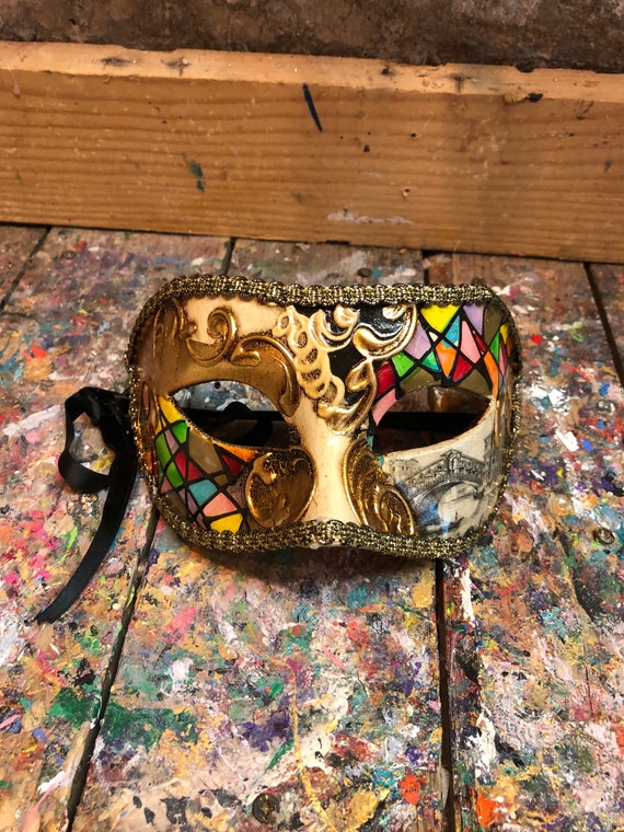Máscara veneciana decorada con colores arlequín Máscara de carnaval  veneciana hecha y decorada a mano Máscara de fiesta -  México