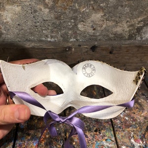 Colombina mask with golden and purple colors Handmade in Venice Carnival party mask image 5