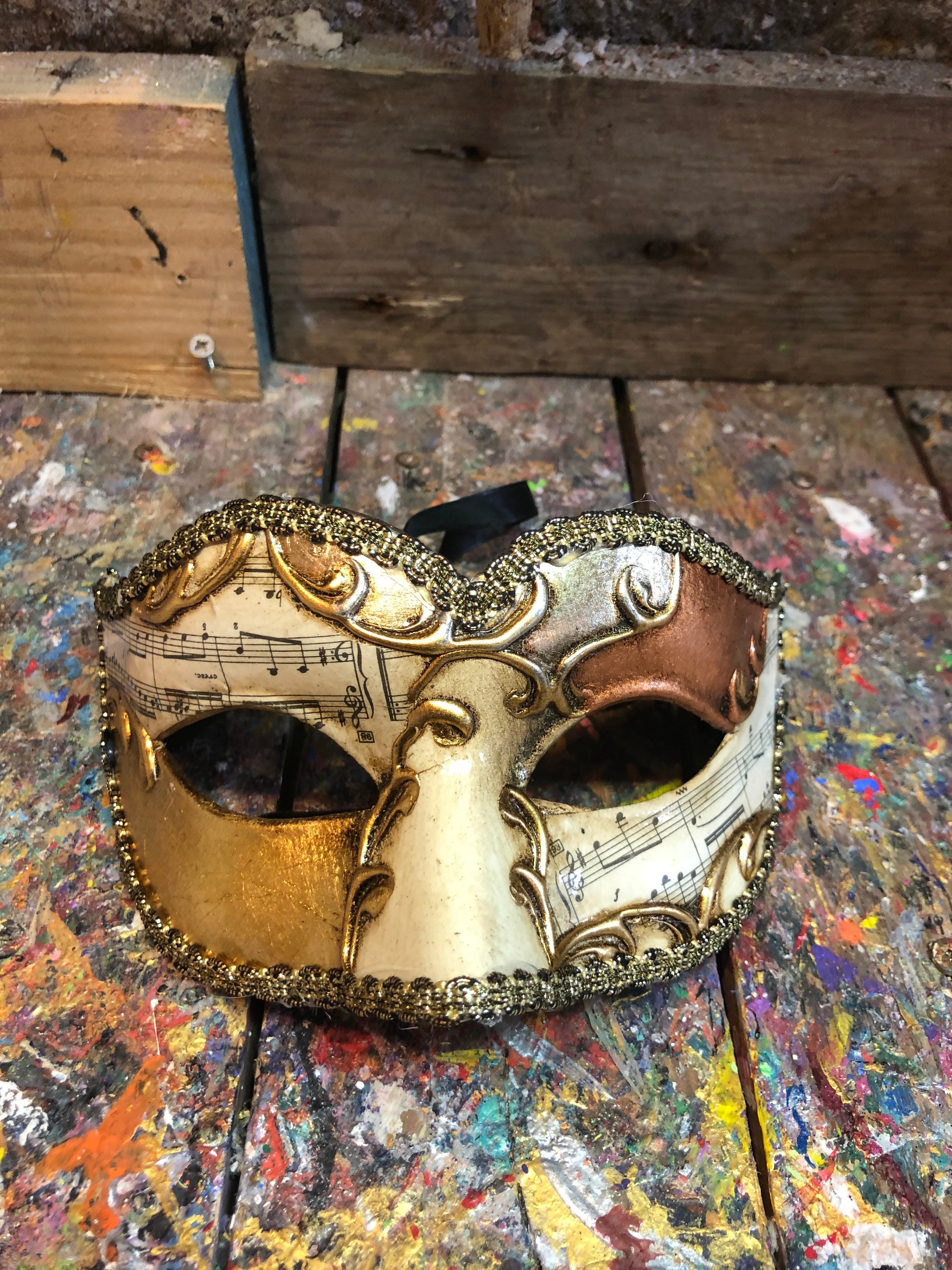 Golden Colombina Mask - Carnival Mask Made in Venice - Eyes