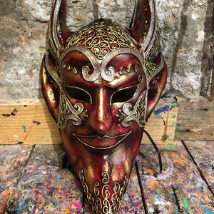 Devil Carnival Mask - Exclusive Venetian Devil Mask with Elegant Decorations - Carnival Party Mask