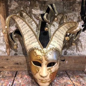 Golden Jester Mask - Joker Carnival Mask - Original handmade Venetian mask