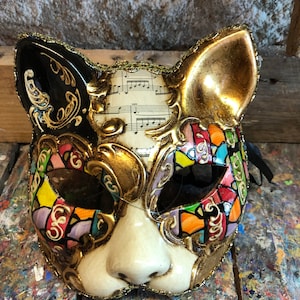 Hand-decorated Venetian Cat Carnival Mask - Original Venetian Cat Mask