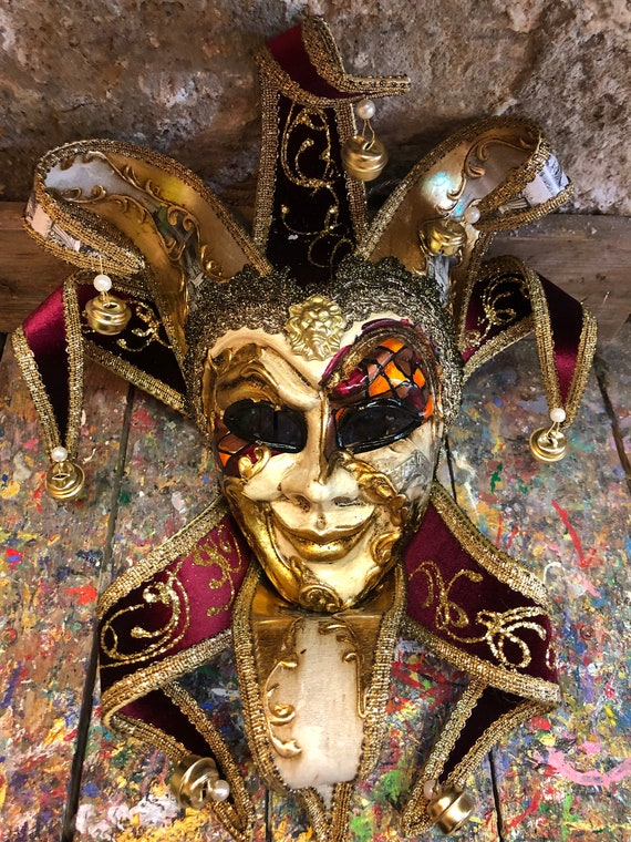 Decoración De Máscaras De Carnaval Veneciano Y Cuentas. Fondo De