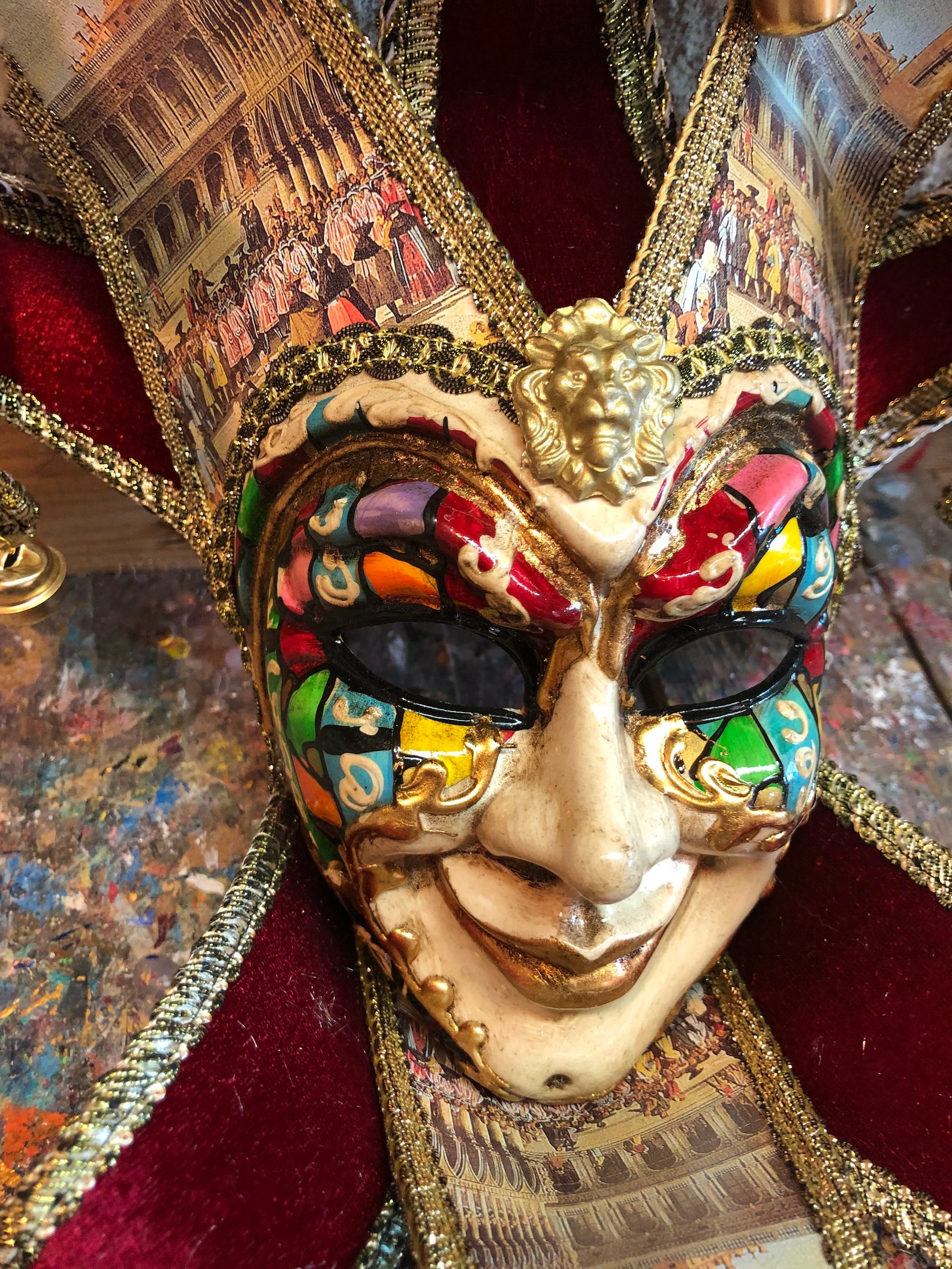 Jester Mask Decorated With Designs Etsy