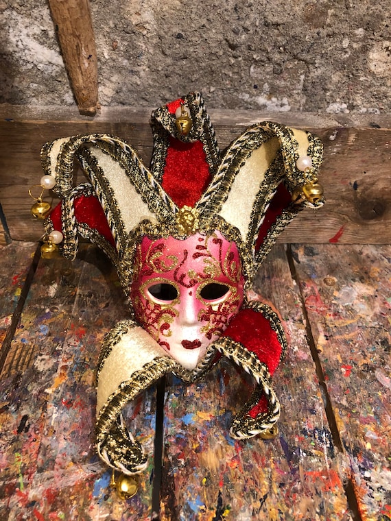 Red Jester Mask Venetian Jester Mask, Decorated and Handmade Carnival Joker  Mask Not Wearable -  Denmark