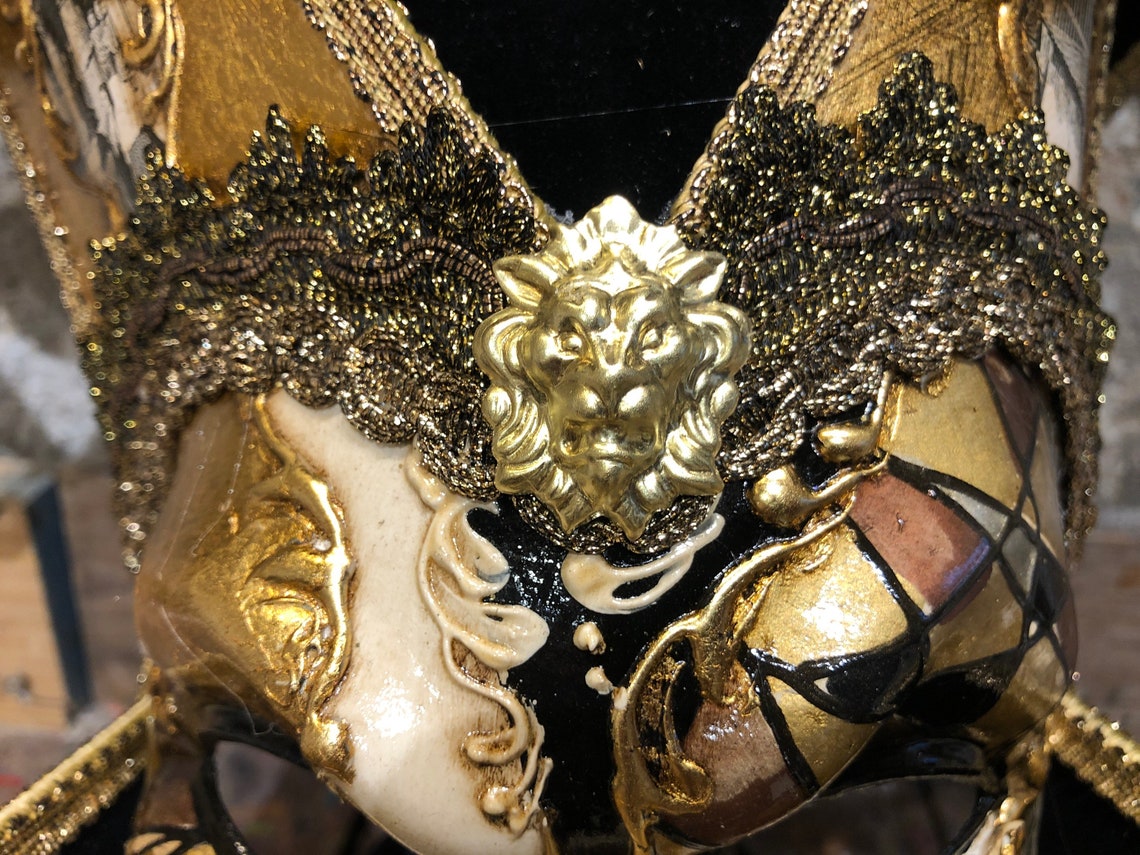Handmade Jester Mask Golden Carnival Wildcard Mask Jester - Etsy