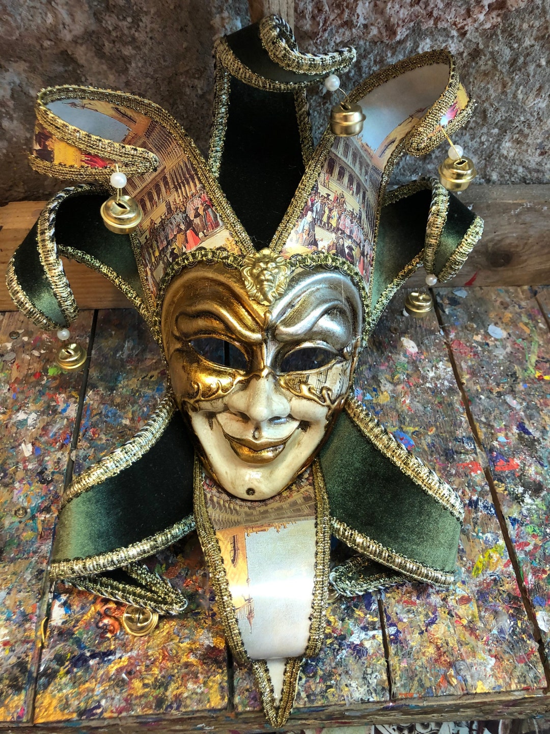 Venetian Jester Mask - Handmade Mask in Venice - Ornamental Mask - Not ...
