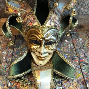 Venetian Jester Mask - Handmade Mask in Venice - Ornamental Mask - Not Wearable