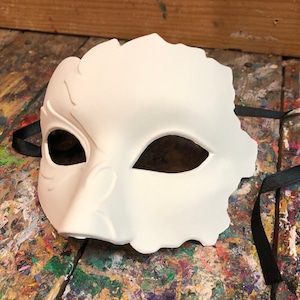 Venetiaans Colombina-masker om te beschilderen - Carnavalsmasker om te versieren - Wit masker