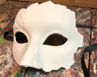 Venetian Colombina mask to paint - Carnival mask to decorate - White mask