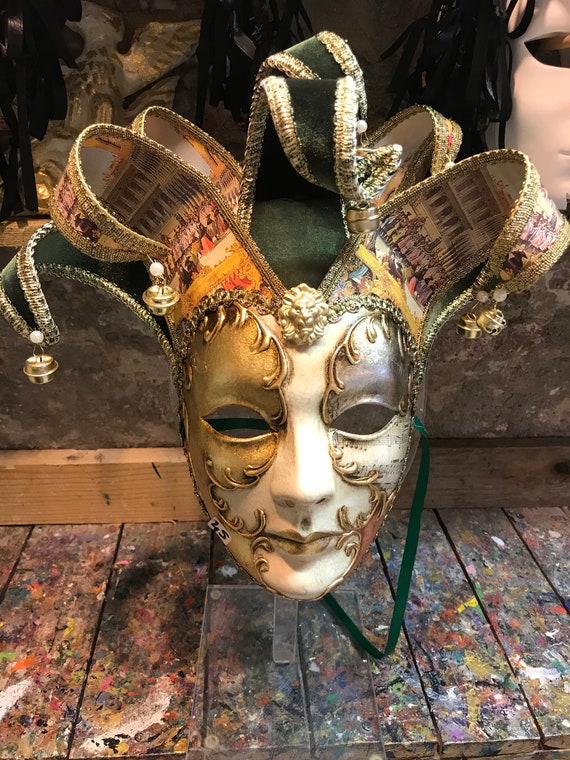 Maschera originale Veneziana decorata a mano Maschera di carnevale per  feste Maschera Giullare -  España