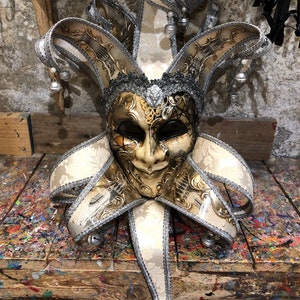 Venetian Jester Mask - Handmade Joker Mask - Carnival Party Mask