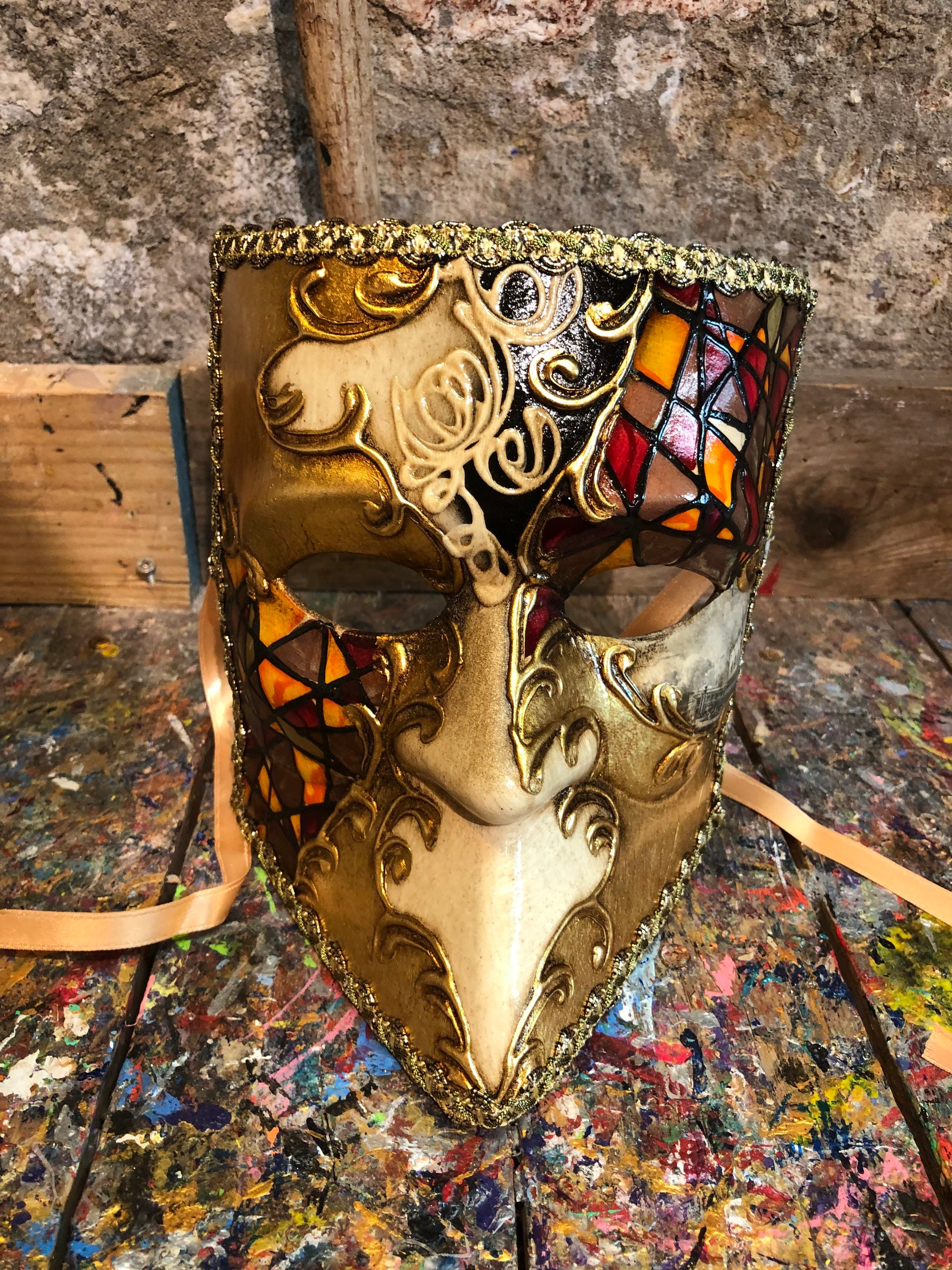 Venetian Casanova Mask - Casanova Carnival Mask, Handcrafted and
