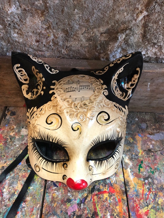 Maschera Gatta di Carnevale Maschera gatto per feste di carnevale Maschera  dorata Veneziana fatta a mano -  Italia