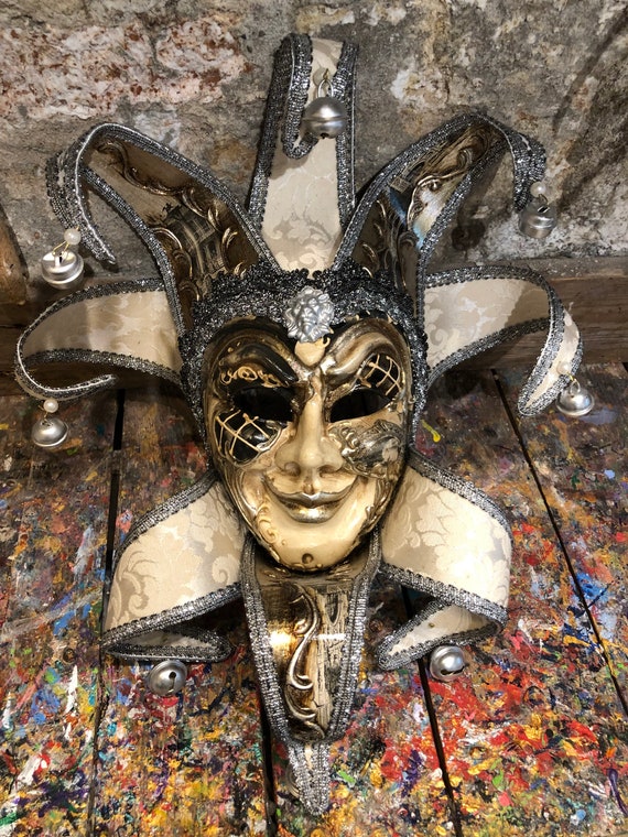 Maschera jolly da Carnevale Maschera giullare fatta a mano a