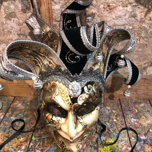 Golden Venetian Jester Mask - Jester Mask - Joker Carnival Mask