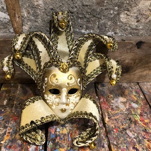 Hand Decorated Jester Mask - Carnival Joker Mask - Venetian Jester Mask - Not Wearable