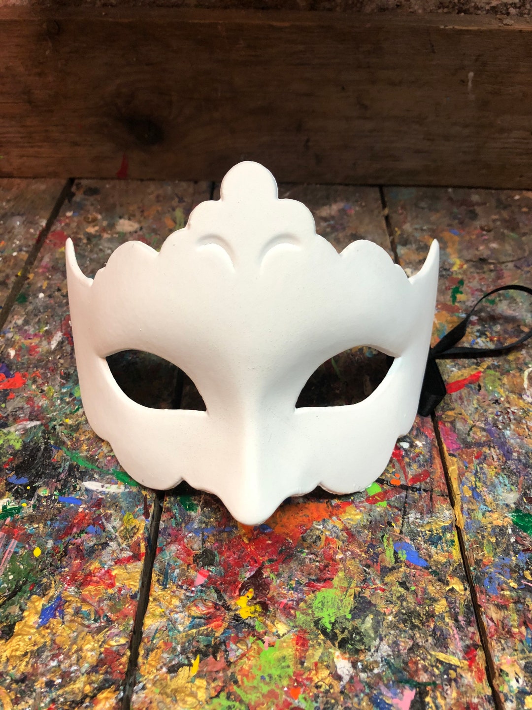 White Mask to Paint - Original Venetian Colombina - Handmade