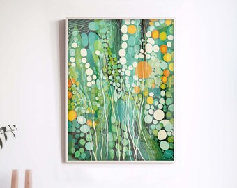 Yayoi Kusama’s inspired wall art in Japandi Art style featuring an abstract nature composition - Wall Décor