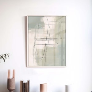 Wabi Sabi konsttryck, Japandi väggkonst i vitt och salviagrönt